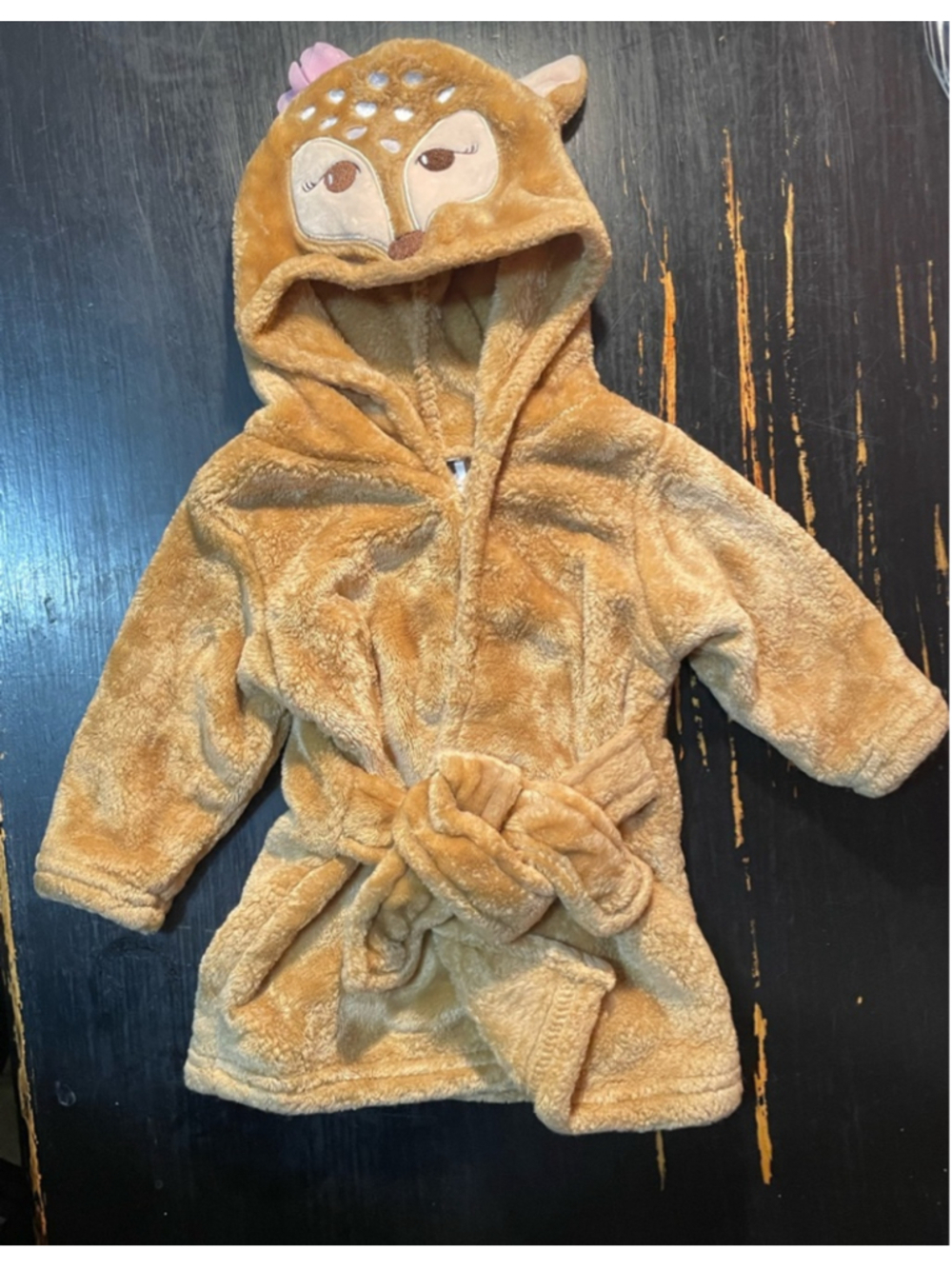 Baby HB Brown Fawn Robe with Pink Flower 0-9 Months